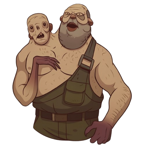 Two-headed character illustration